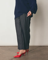 010 pleat trousers in ash linen