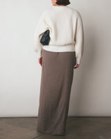 021 asymmetric wool skirt in umber