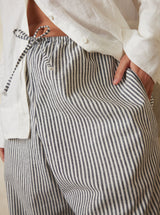 036 stripe twill drawstring pants
