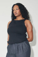 034 boat neck top in organic rib