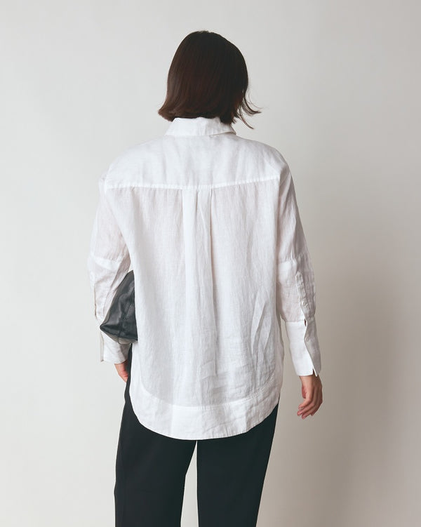 018 signature shirt in white linen