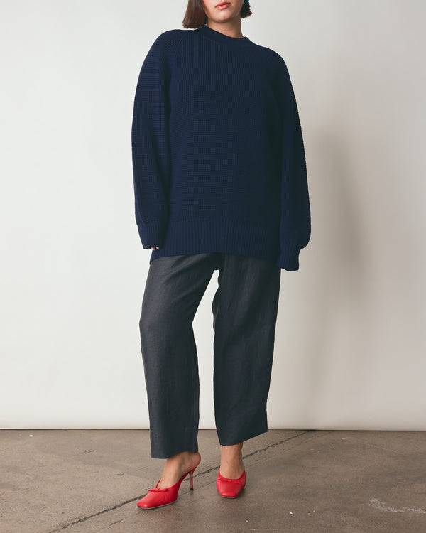 010 pleat trousers in ash linen