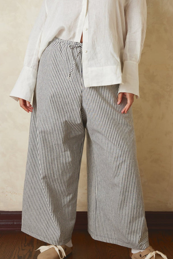 036 stripe twill drawstring pants