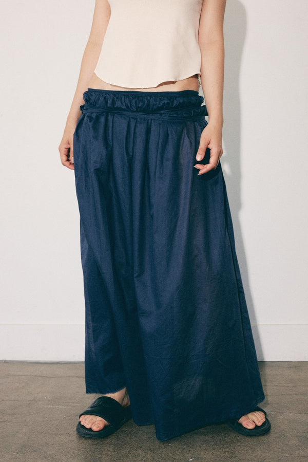 041 gathered tie-up wrap skirt in cotton voile