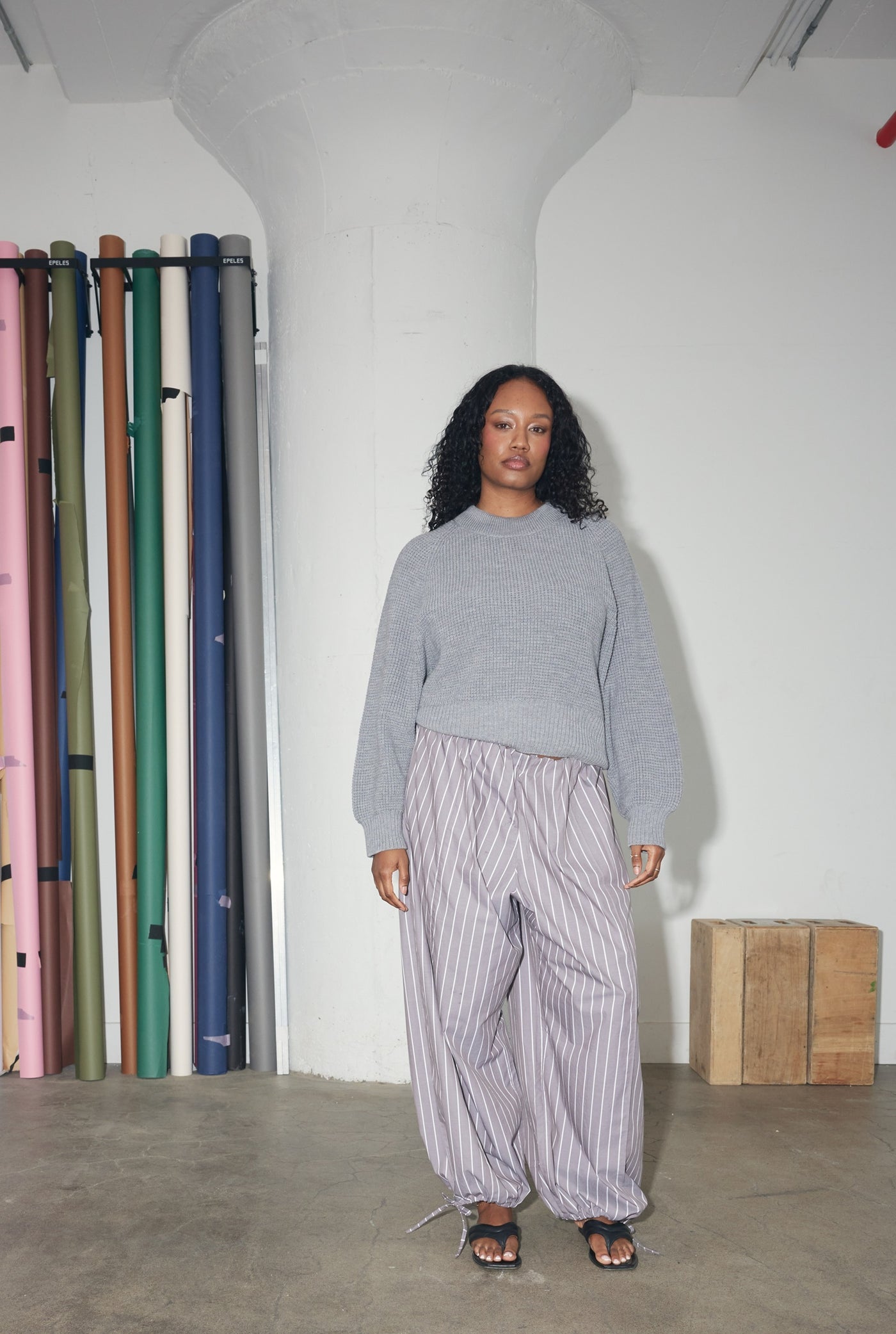 045 cocoon pant in striped poplin – Lucinda